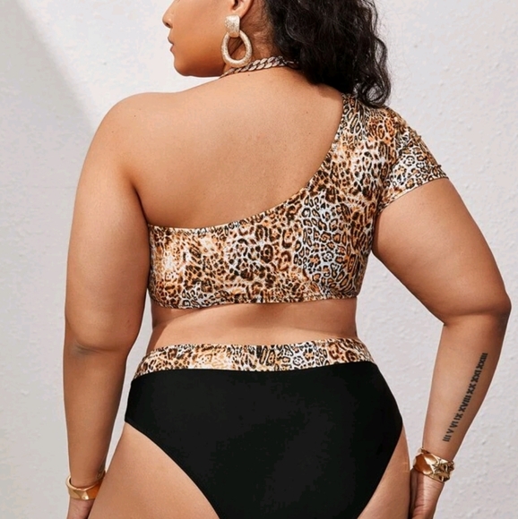 π₯SALEπ₯New 2-piece Leopard One Shoulder Bikini 3XL - Picture 2 of 4